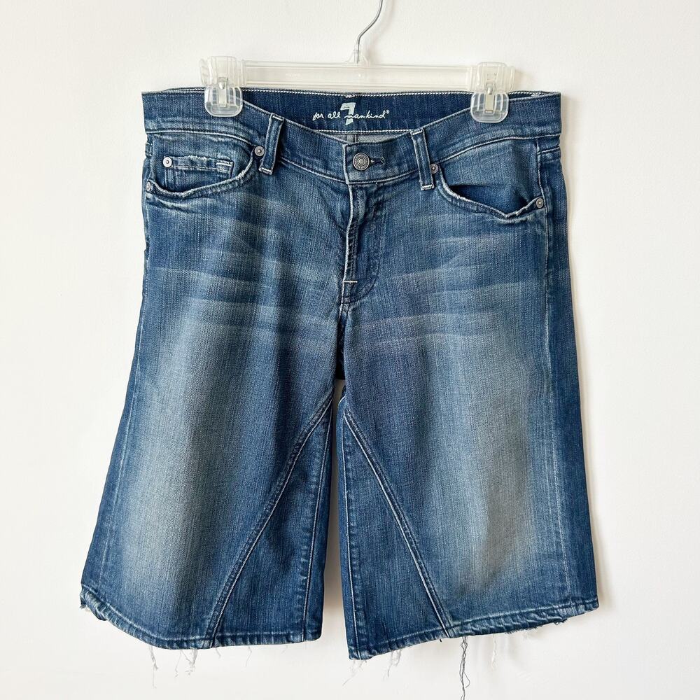 7 For All Mankind Shorts Size 31/12 Vintage Made in USA Y2K Wide Leg Bermuda